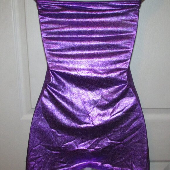 Purple Metallic Mini Dress and Thong Panty - Med - NEW - Picture 6 of 9